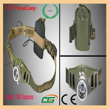 Plástico longo do farol do Cree do tempo 3w Reachargeableled, farol do diodo emissor de luz do poder superior