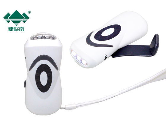 Manivela compacta pequena lanterna elétrica conduzida para o telefone, lanterna elétrica recarregável conduzida