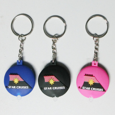 Um PVC macio tomado partido dobro Keychain, lanterna elétrica Keychain do diodo emissor de luz do brilho alto
